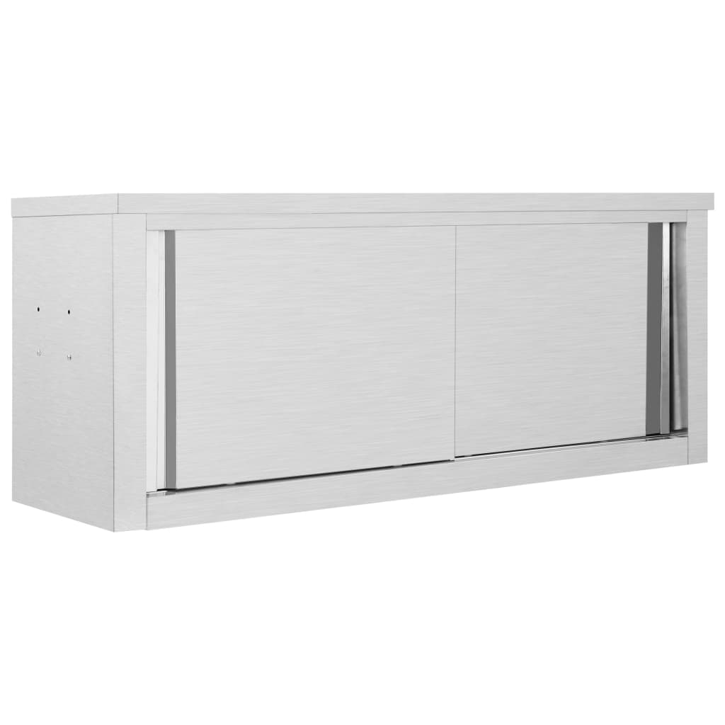 Kitchen Wall Cabinet with Sliding Doors 120x40x50 cm Stainless Steel - Discount Dealers