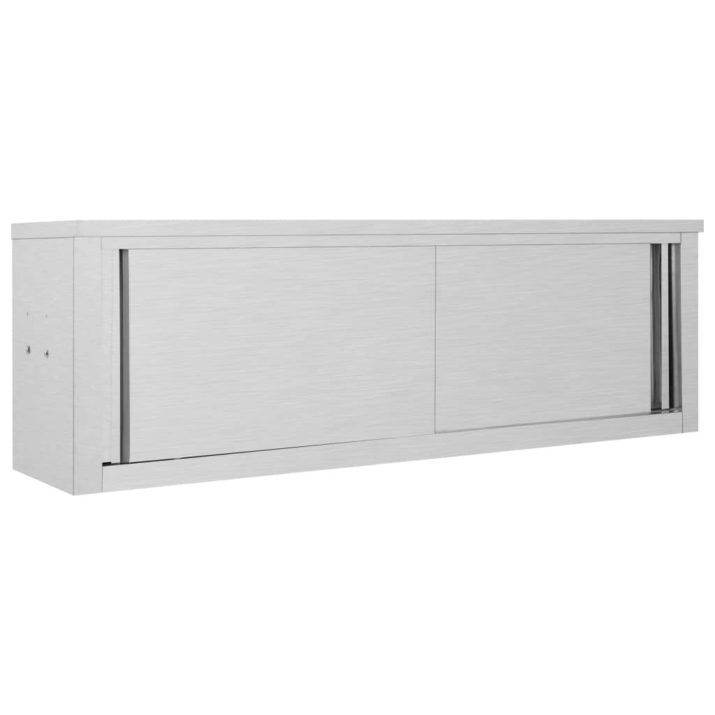 Kitchen Wall Cabinet with Sliding Doors 150x40x50 cm Stainless Steel - Decor Base