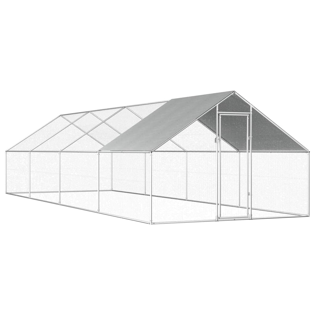 Outdoor Chicken Cage 2.75x8x1.92 m Galvanised Steel - All Things Good