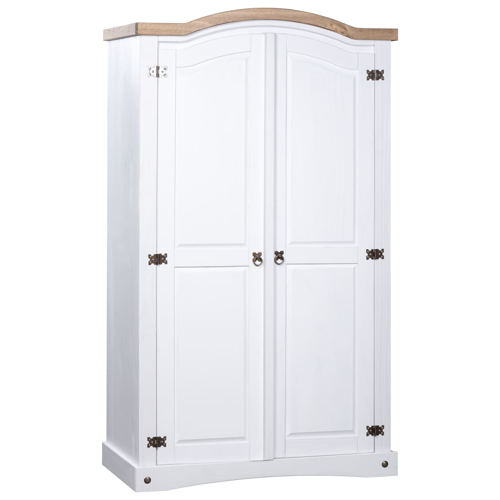 Wardrobe - GRACE 2 Door Wardrobe White Body and Brown Top 101cm - Casper Homes