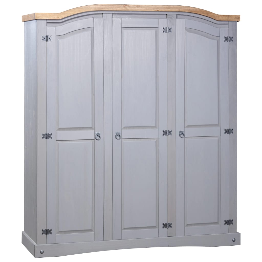 Wardrobe - GRACE 3 Door Wardrobe Grey Body and Brown Top 150.5cm - All Things Good