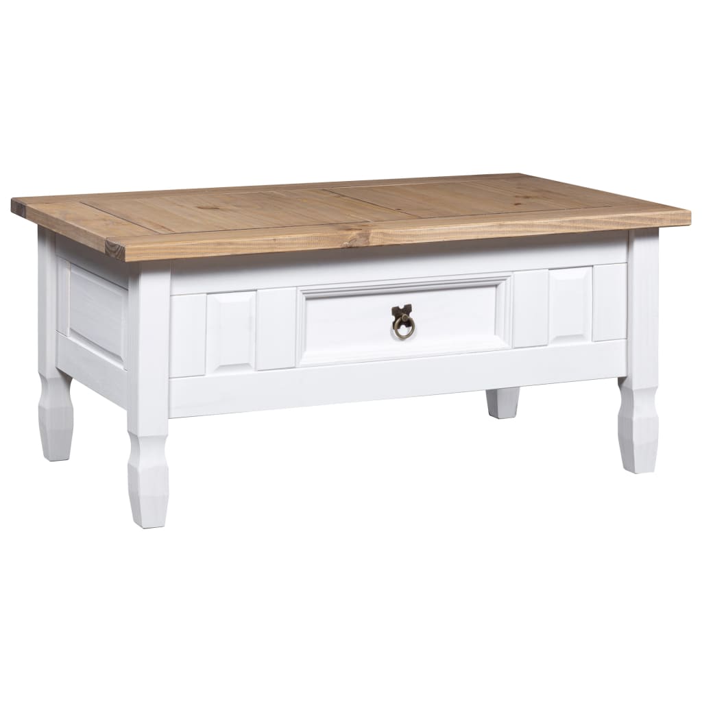 Coffee Table Mexican Pine Corona Range White 100x55x45 cm - Merkel Designers