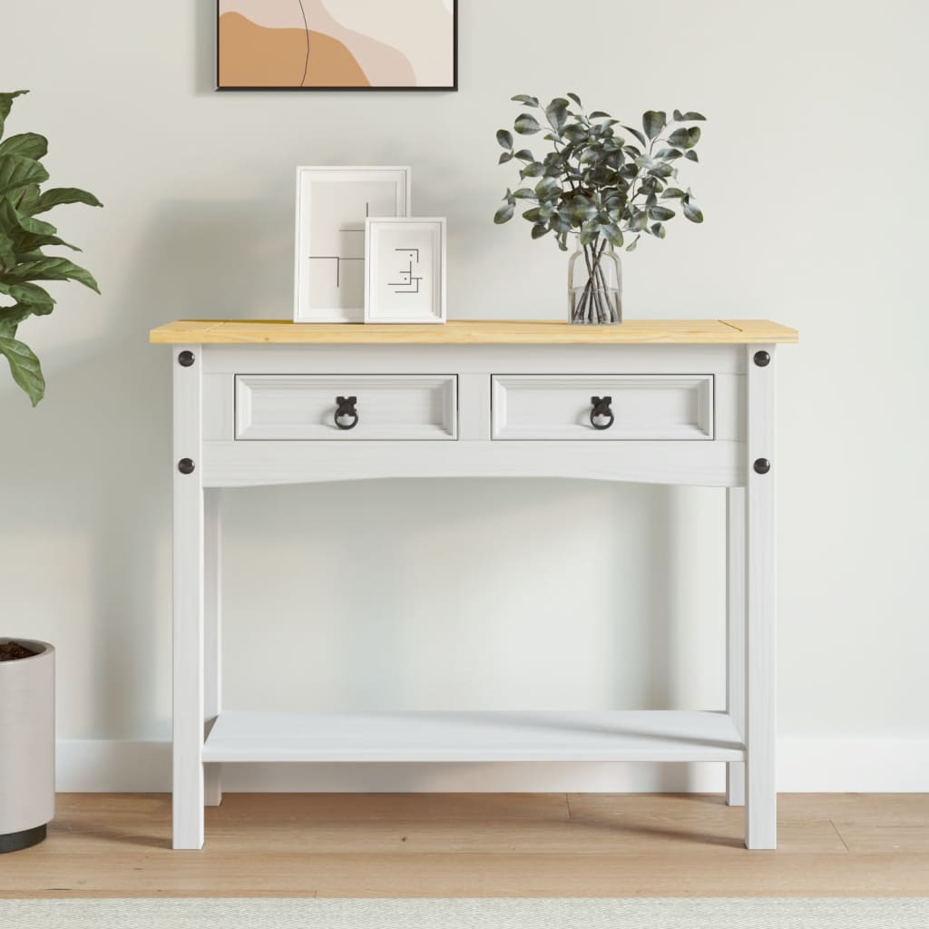 Console Table Mexican Pine Corona Range White 90x34.5x73 cm - Tyrell & Tyrell