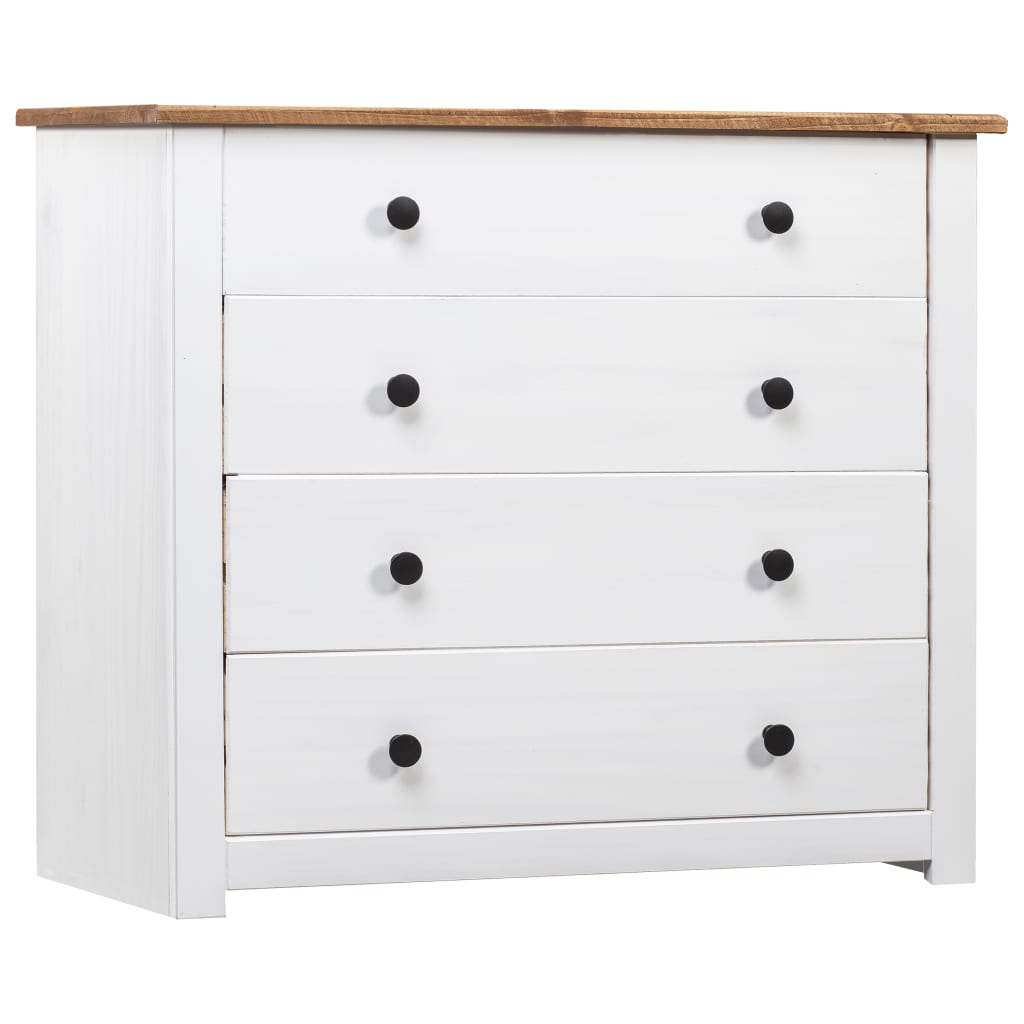 Side Cabinet White 80x40x73 cm Pine Panama Range - Style and Chic