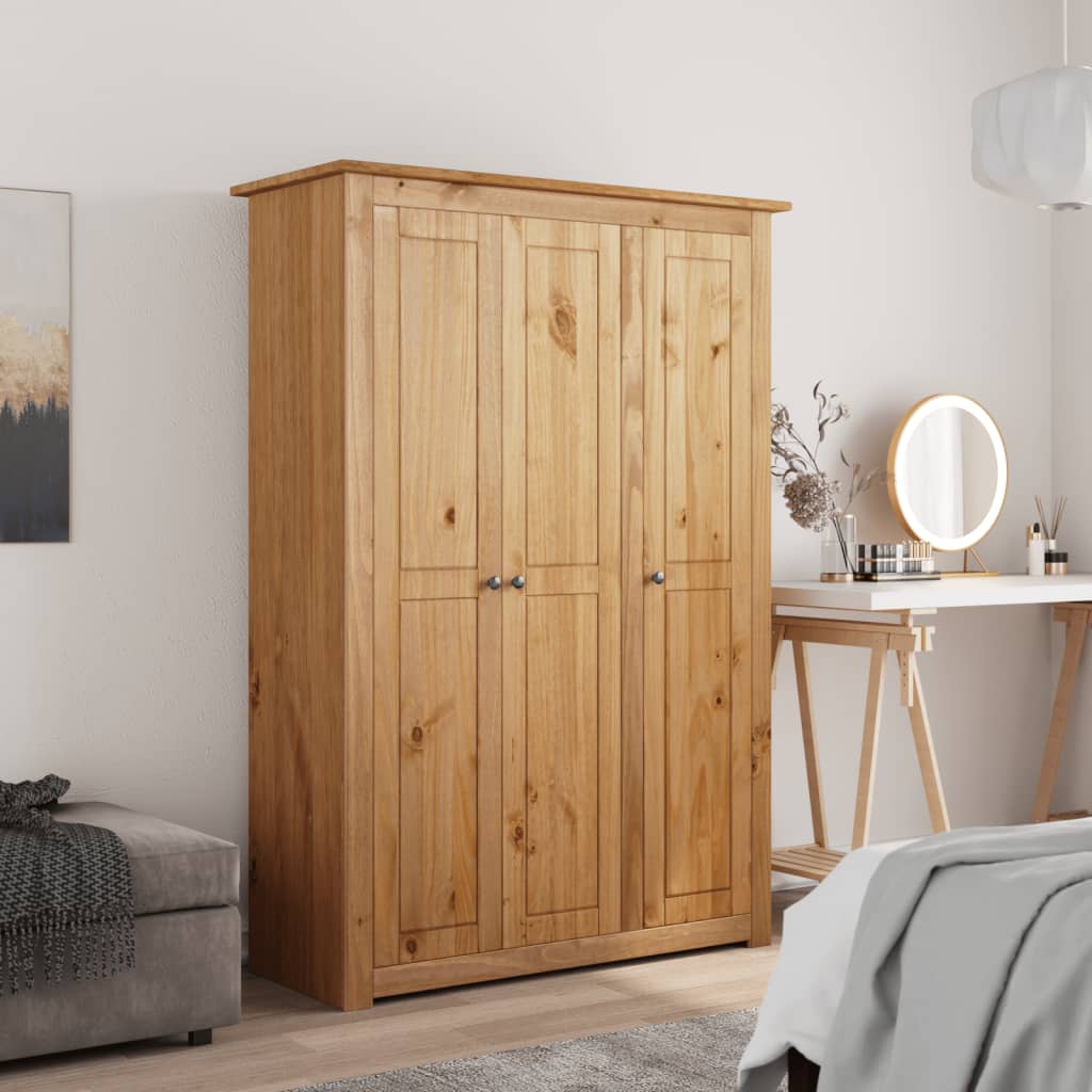 Wardrobe - NINA 3 Door Wardrobe Natural Wood Colour 118cm - Direct Imports