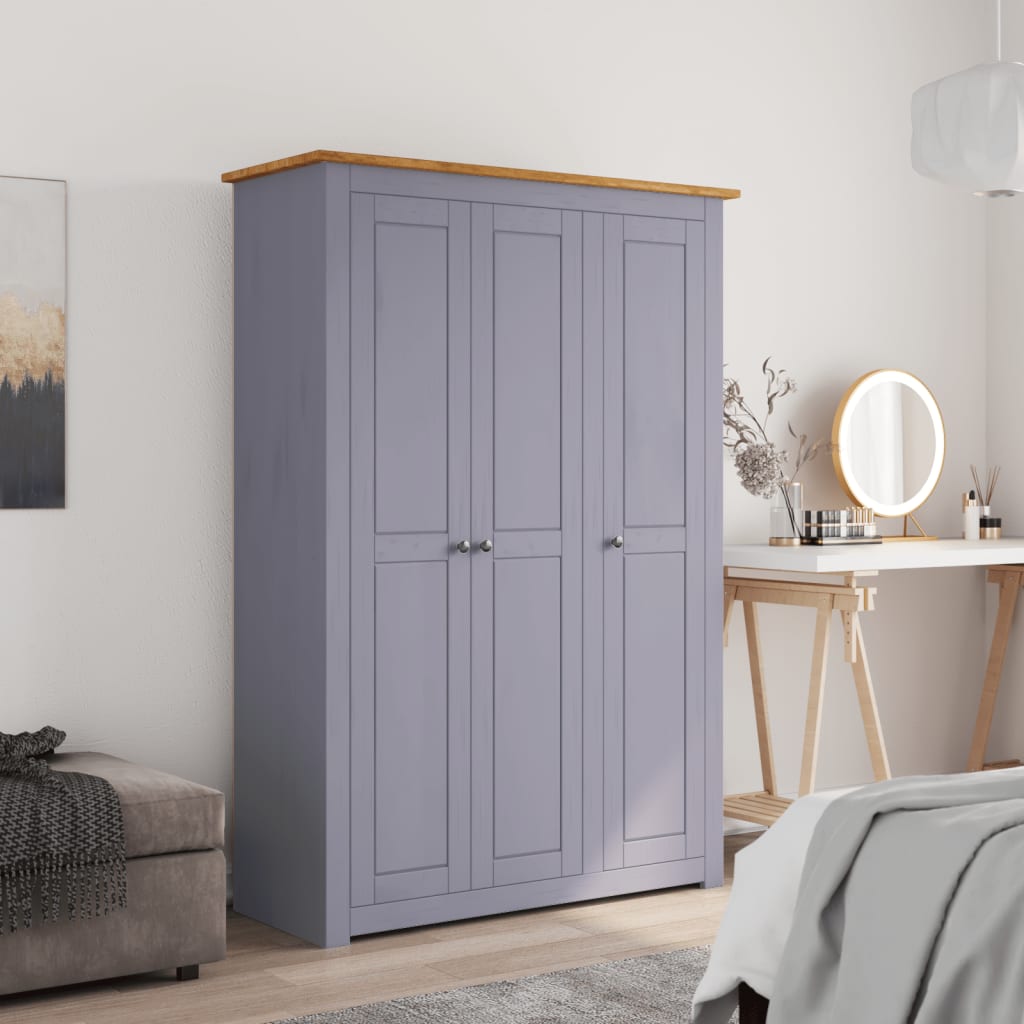 Wardrobe - NINA 3 Door Wardrobe Grey and Natural 118cm - Casper Homes