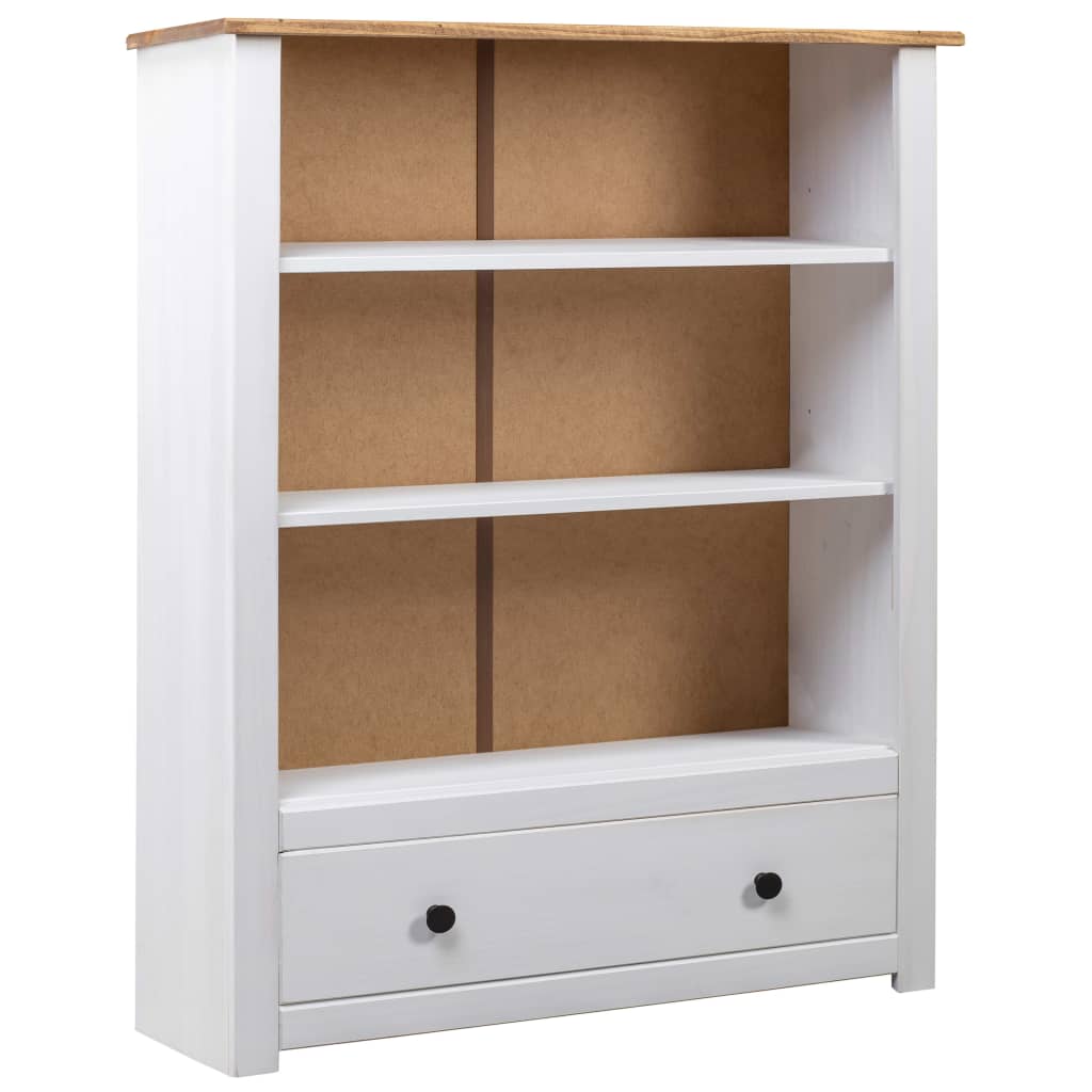 Bookcase White 80x35x110 cm Solid Pine Wood Panama Range - Design Hut