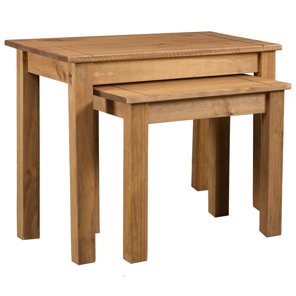 Nesting Tables 2 pcs Solid Pine Wood Panama Range - Casper Homes