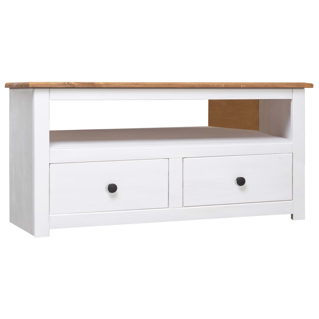 Corner TV Cabinet White 93x49x49 cm Solid Pine Panama Range - Merlin Deals