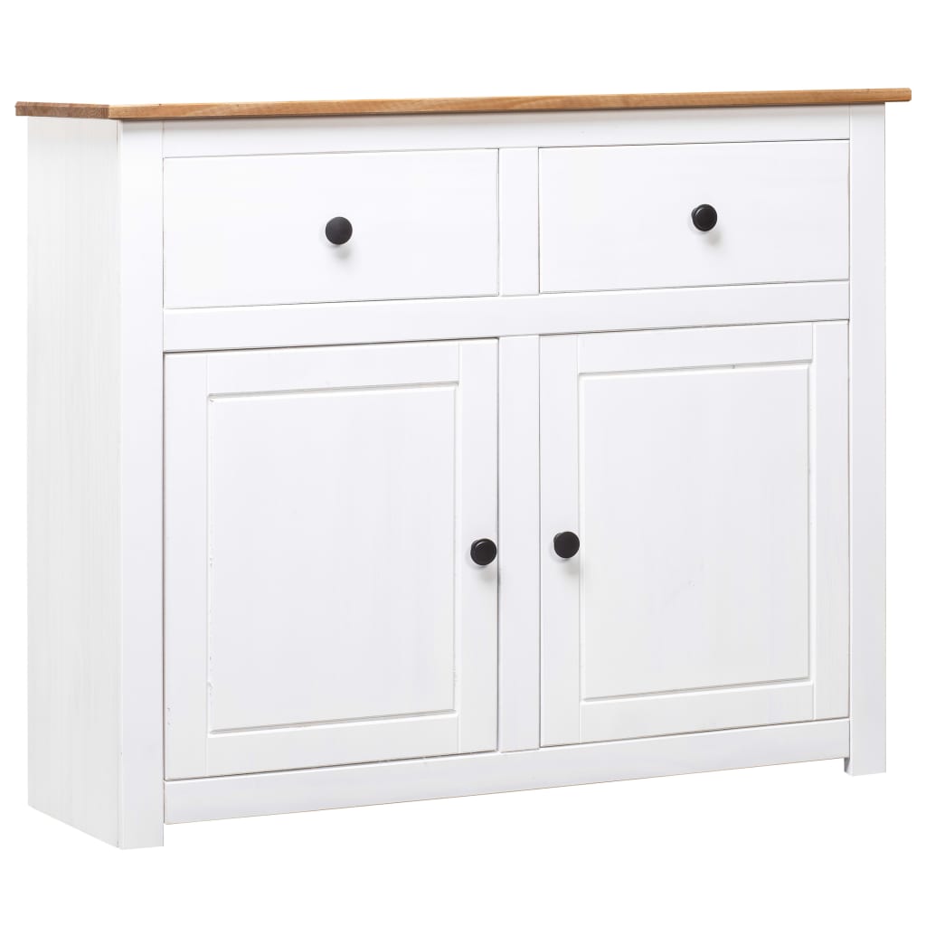 Sideboard White 93x40x80 cm Solid Pinewood Panama Range - Tyrell & Tyrell