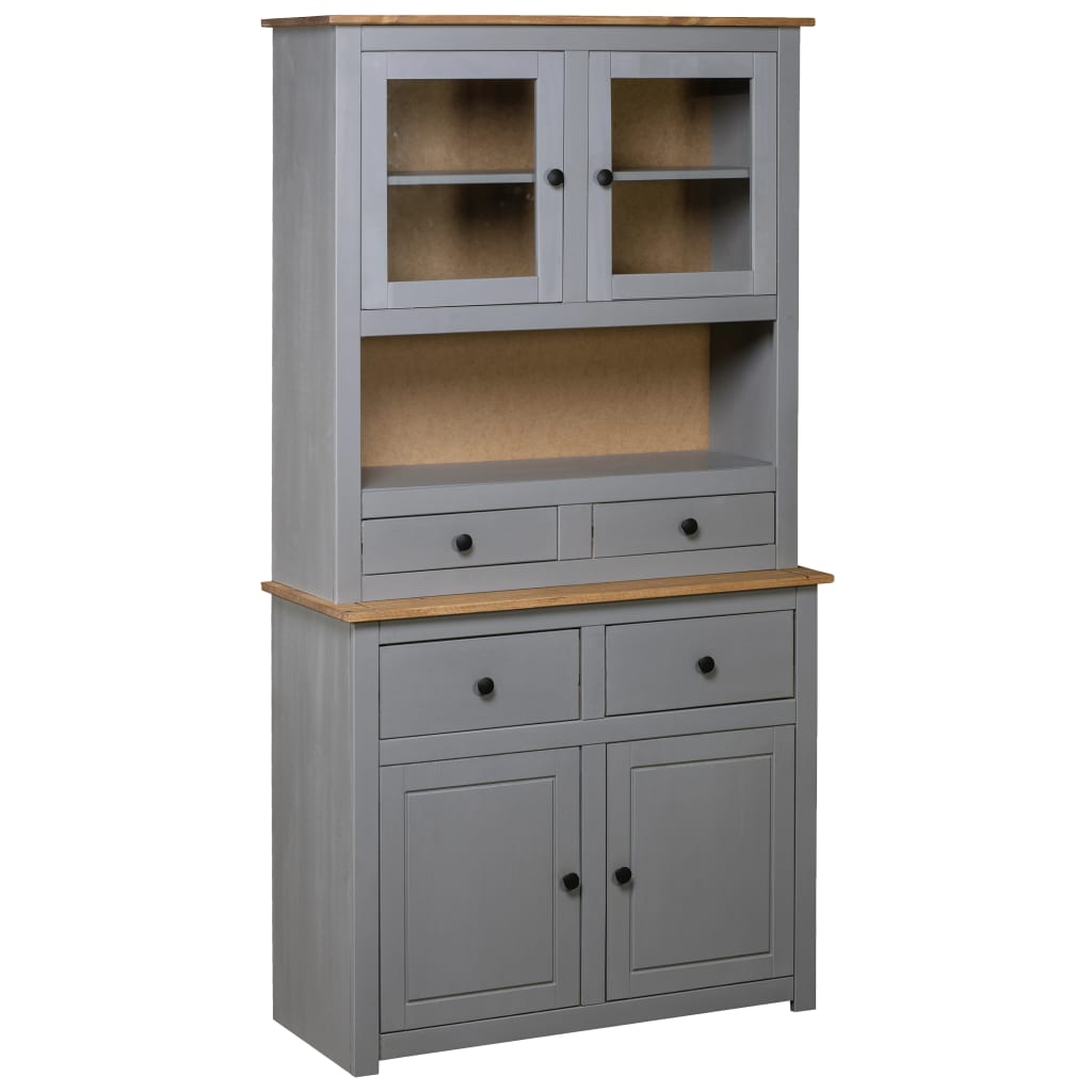 Highboard Grey 93x40.5x180 cm Solid Pine Panama Range - The Home Maker