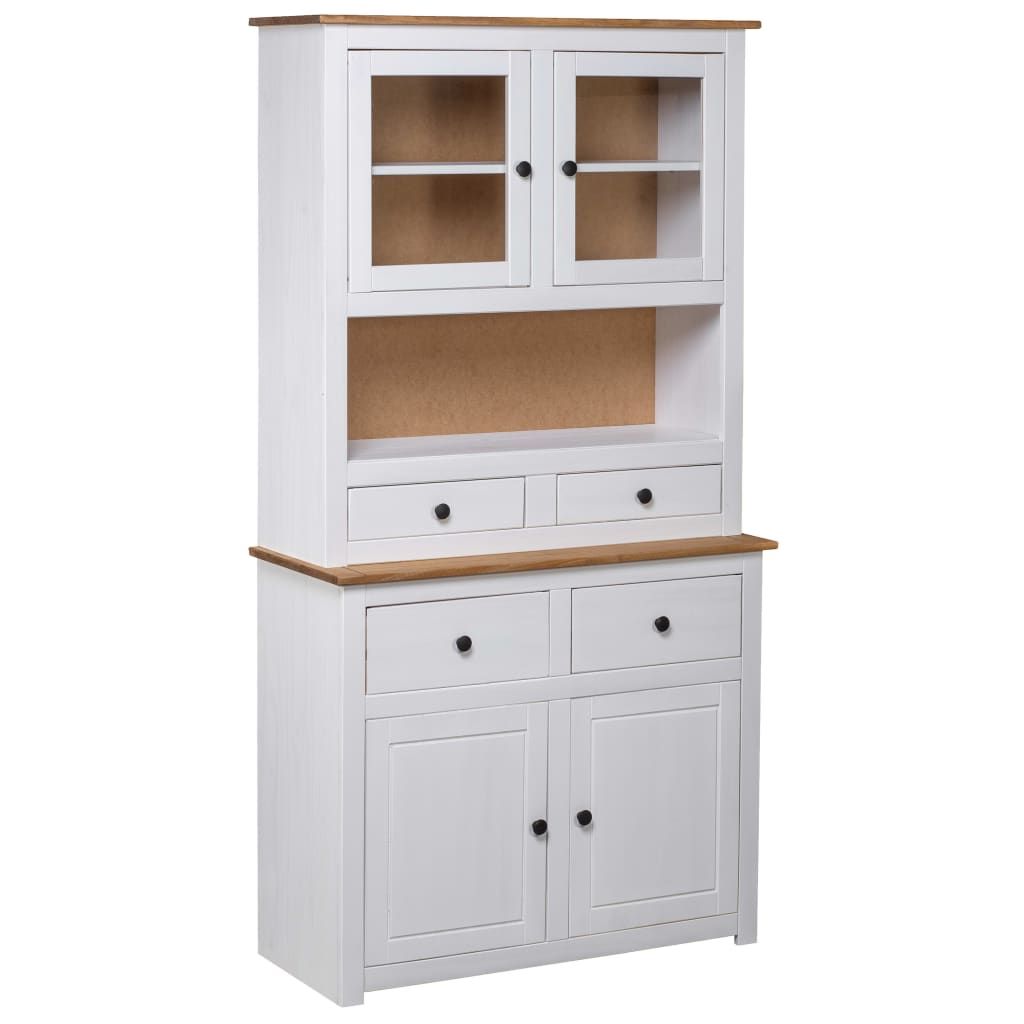 Highboard White 93x40.5x180 cm Solid Pine Panama Range - Merkel Designers