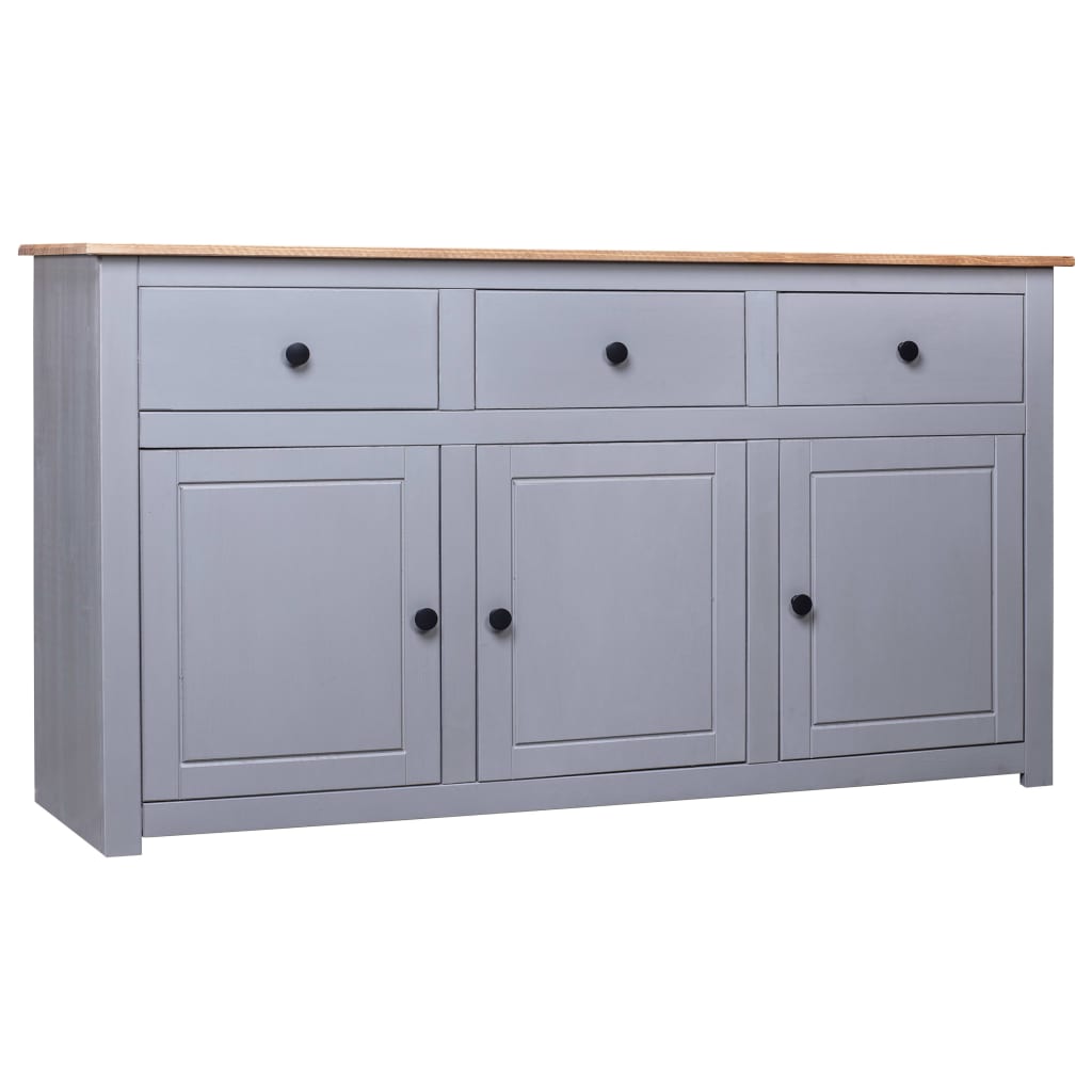 Sideboard Grey 135x40x80 cm Solid Pinewood Panama Range - Casper Homes