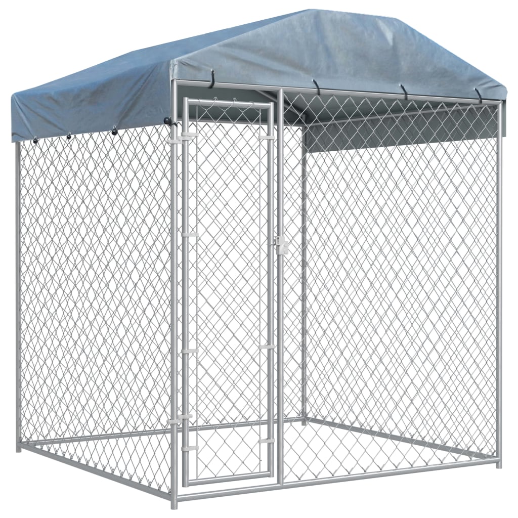 Outdoor Dog Kennel with Canopy Top 193x193x225 cm - Sid & Sam
