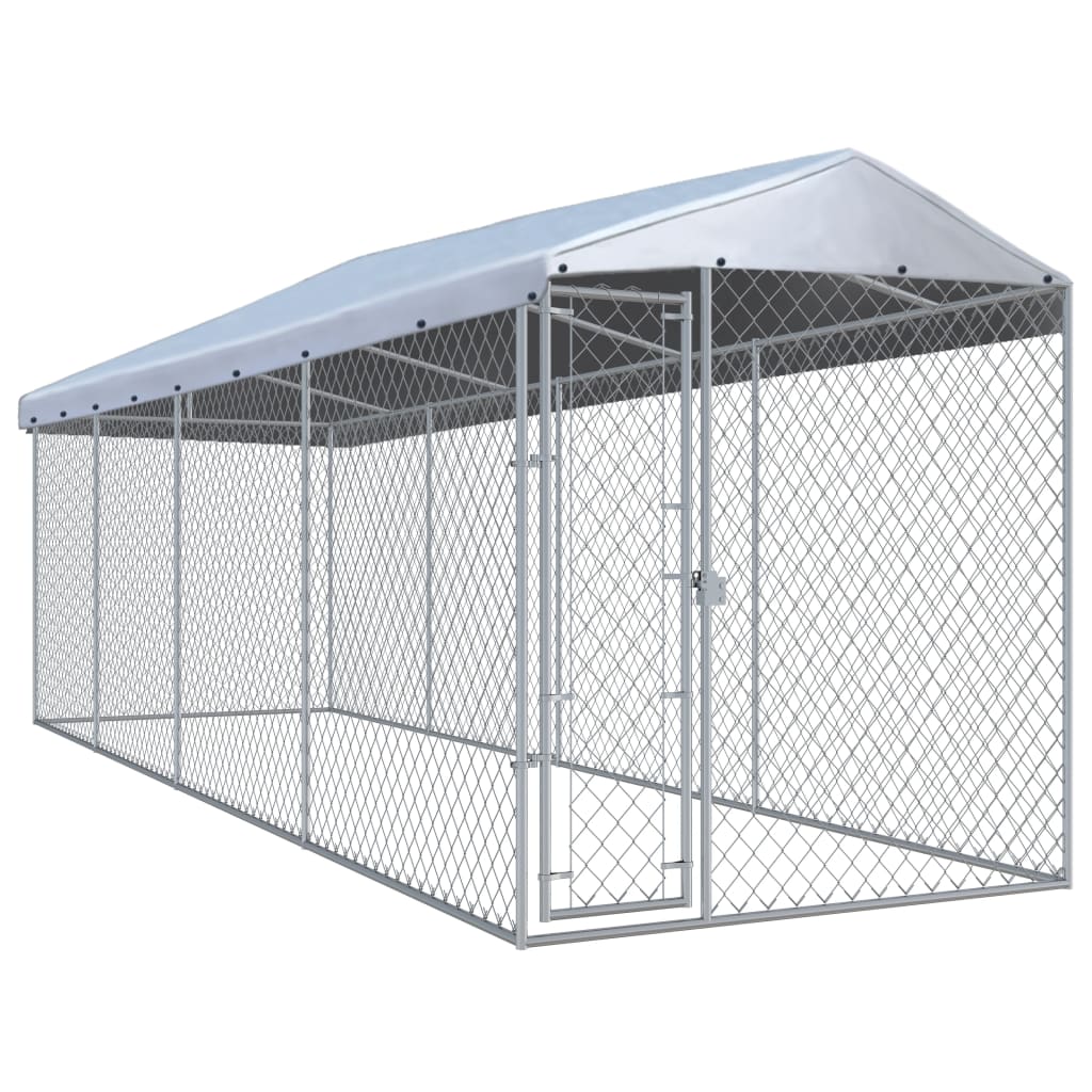 Outdoor Dog Kennel with Roof 760x190x225 cm - Brittle & Co