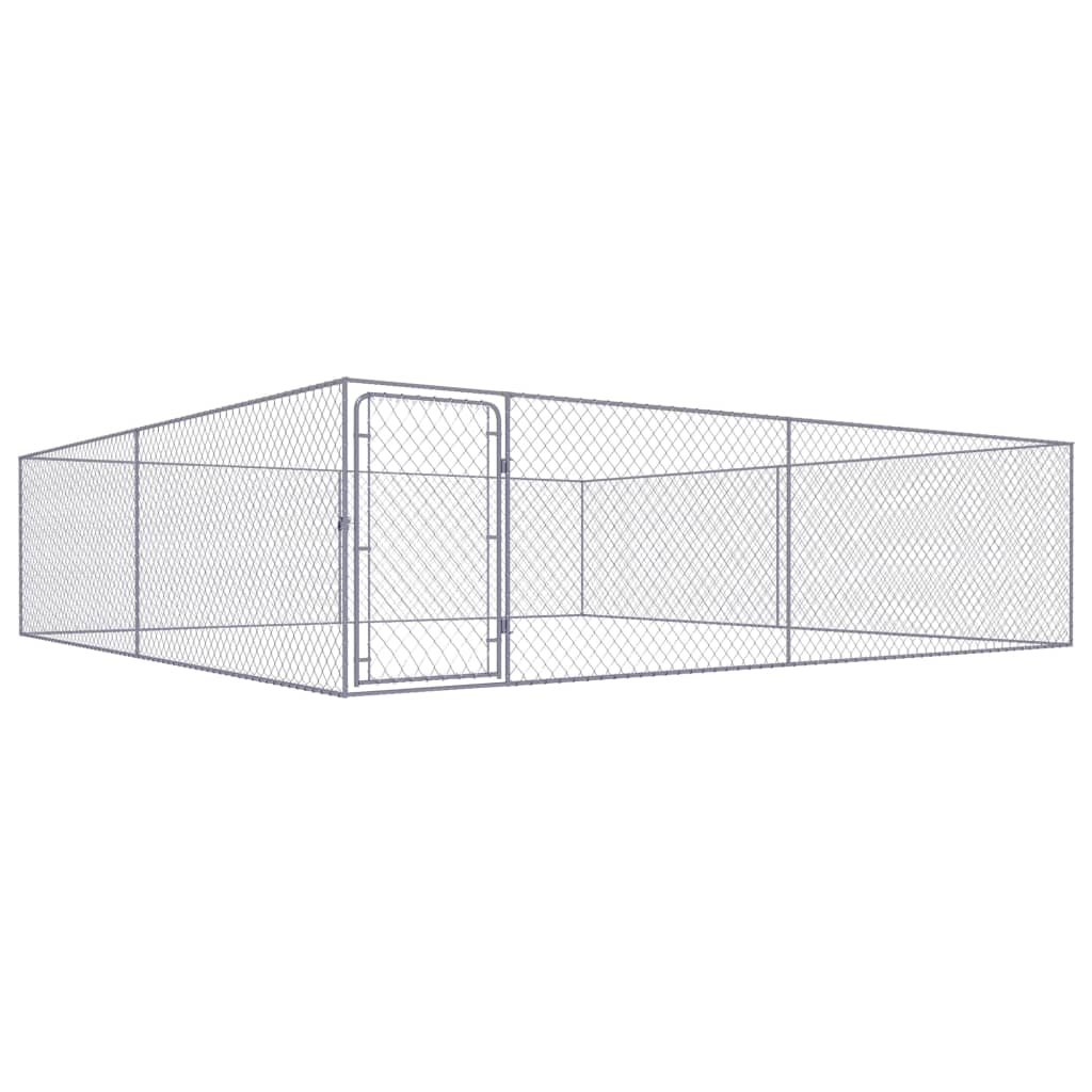 Outdoor Dog Kennel Galvanised Steel 4x4x1 m - All Things Good