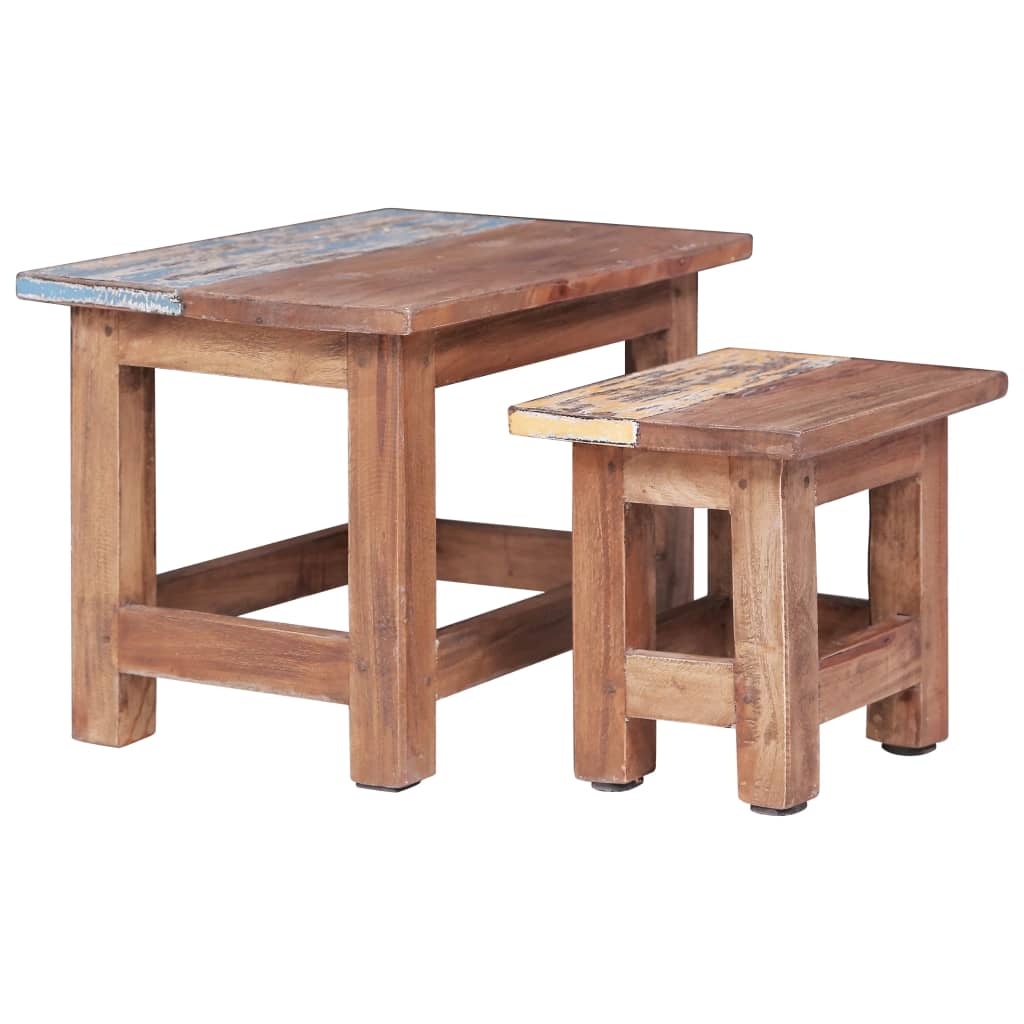 Nesting Tables 2 pcs Solid Reclaimed Wood - Design Hut