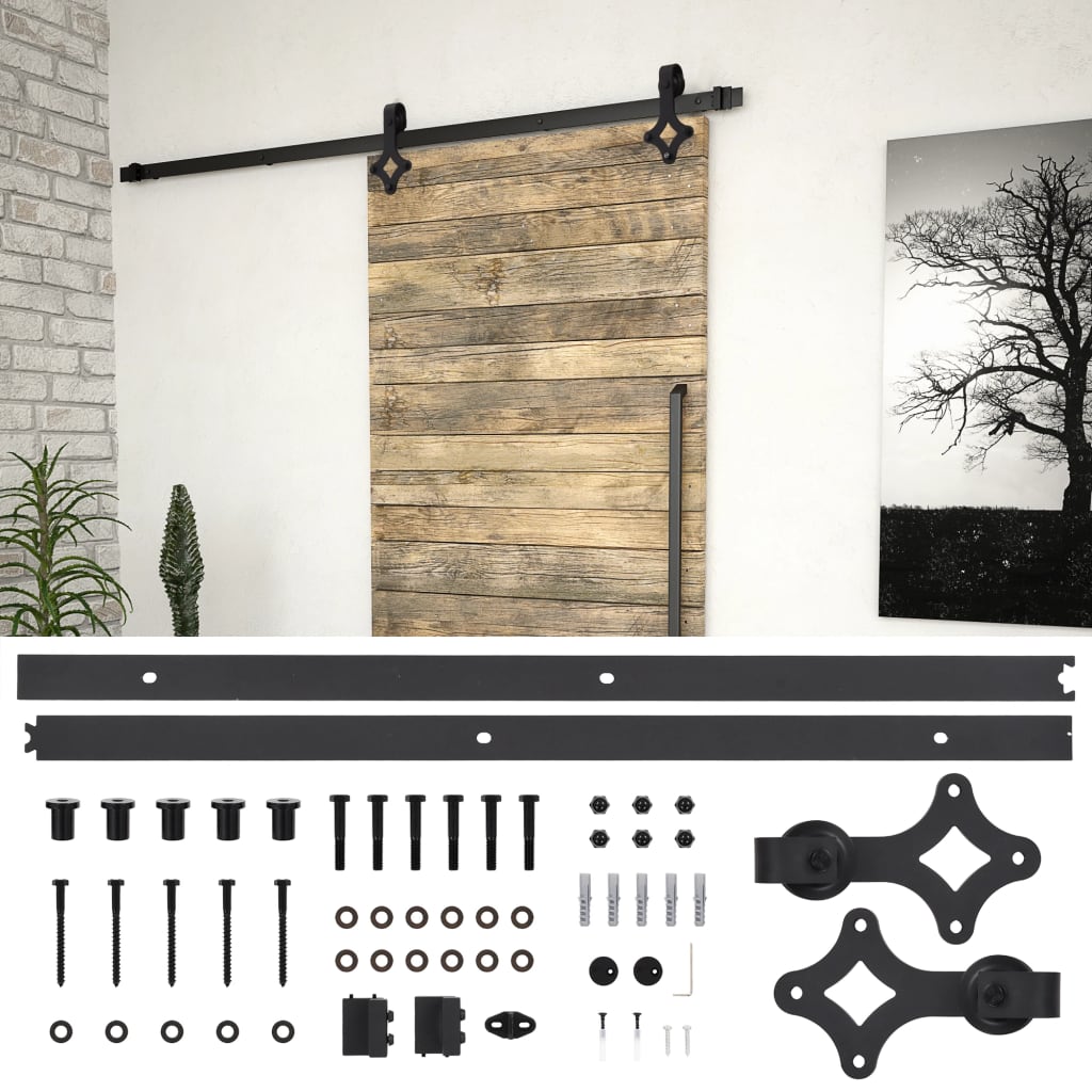 Sliding Door SKIEN Hardware Kit 183 cm Steel Black - Direct Imports