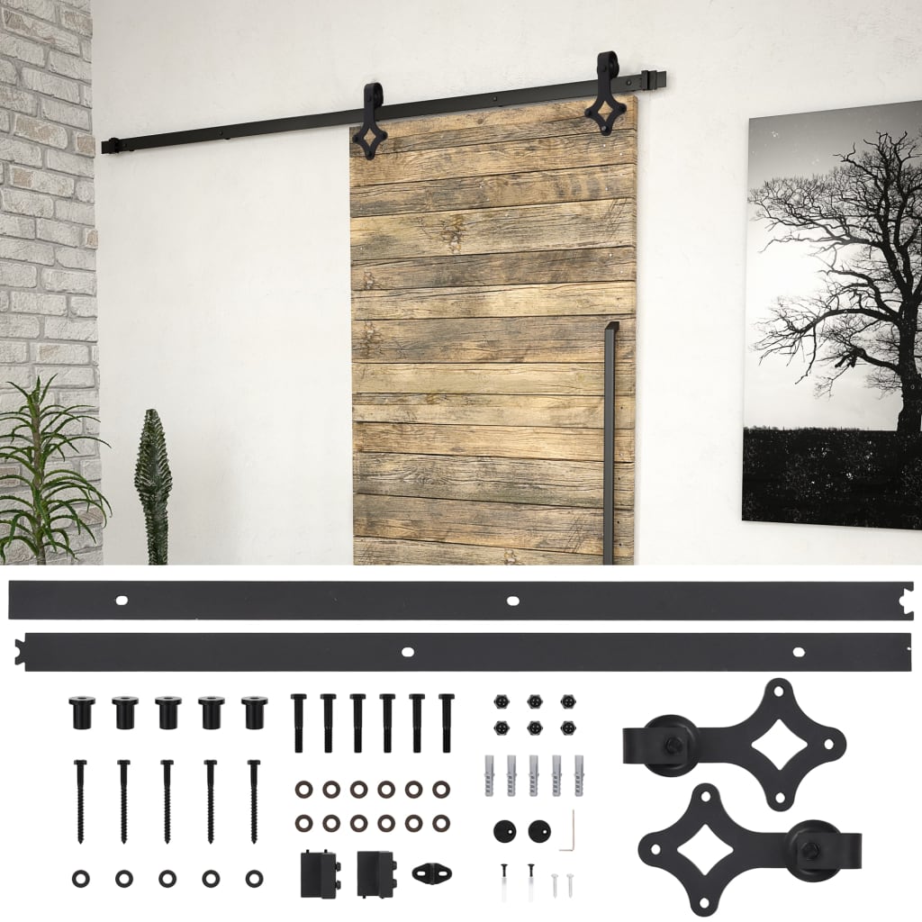 Sliding Door SKIEN Hardware Kit 200 cm Steel Black - Design Hut