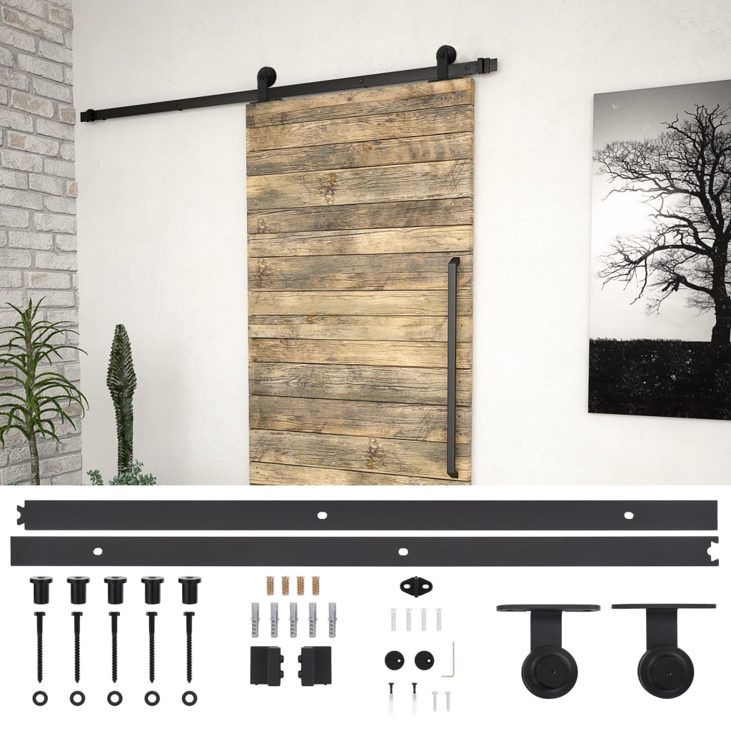 Sliding Door SKIEN Hardware Kit 183 cm Steel Black - Direct Imports