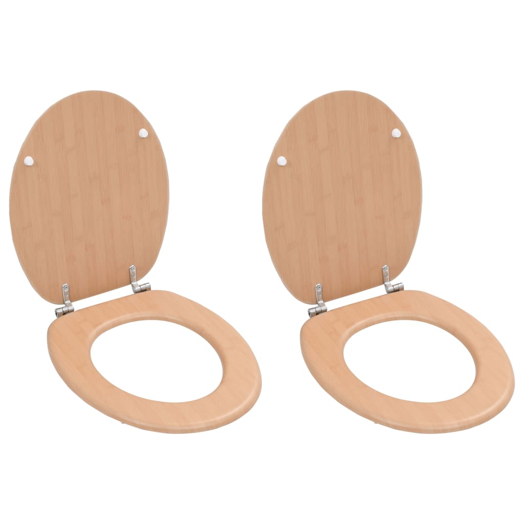 WC Toilet Seats 2 pcs with Lids MDF Bamboo Design - The Home Maker