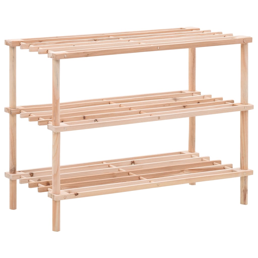 3-Tier Shoe Rack Solid Fir Wood - Decor Base