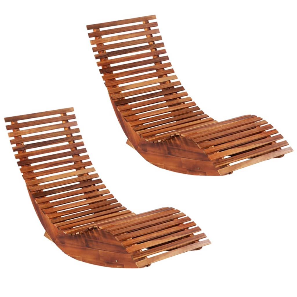 Rocking Sun Loungers 2 pcs Acacia Wood - Style and Chic