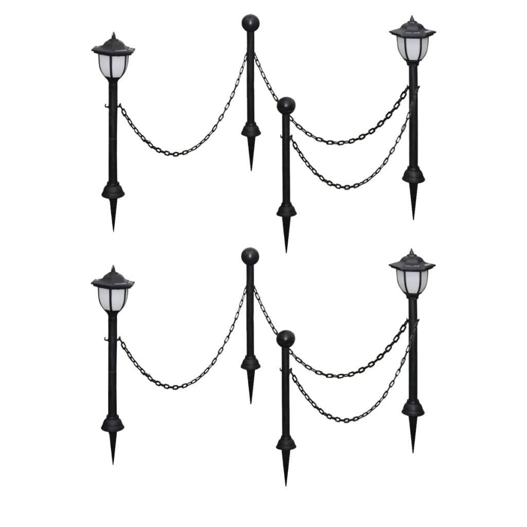 Solar Lights 4 pcs with Chain Fence and Poles - Merlin Deals