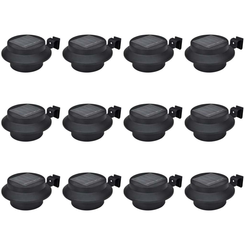Outdoor Solar Fence Lamps 12 pcs LED Black - Direct Imports