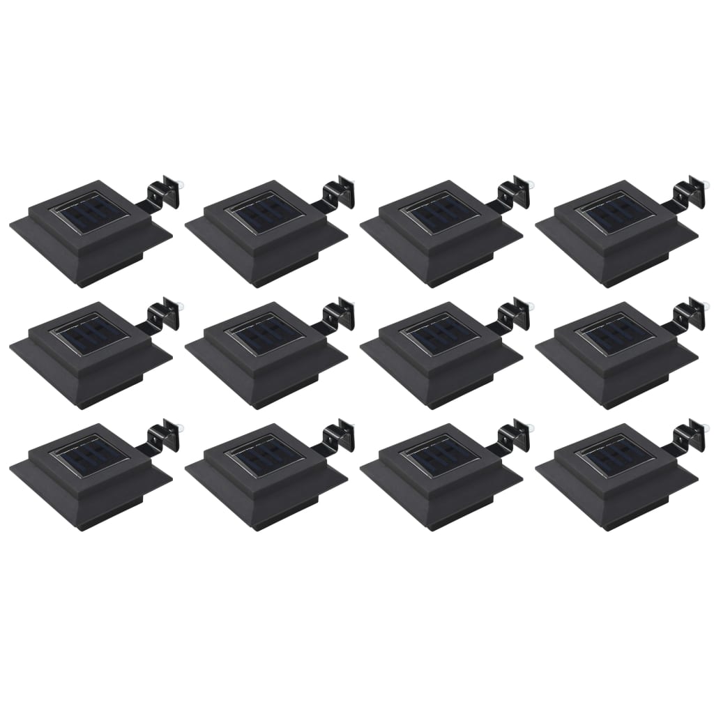 Outdoor Solar Lamps 12 pcs LED Square 12 cm Black - All Things Good