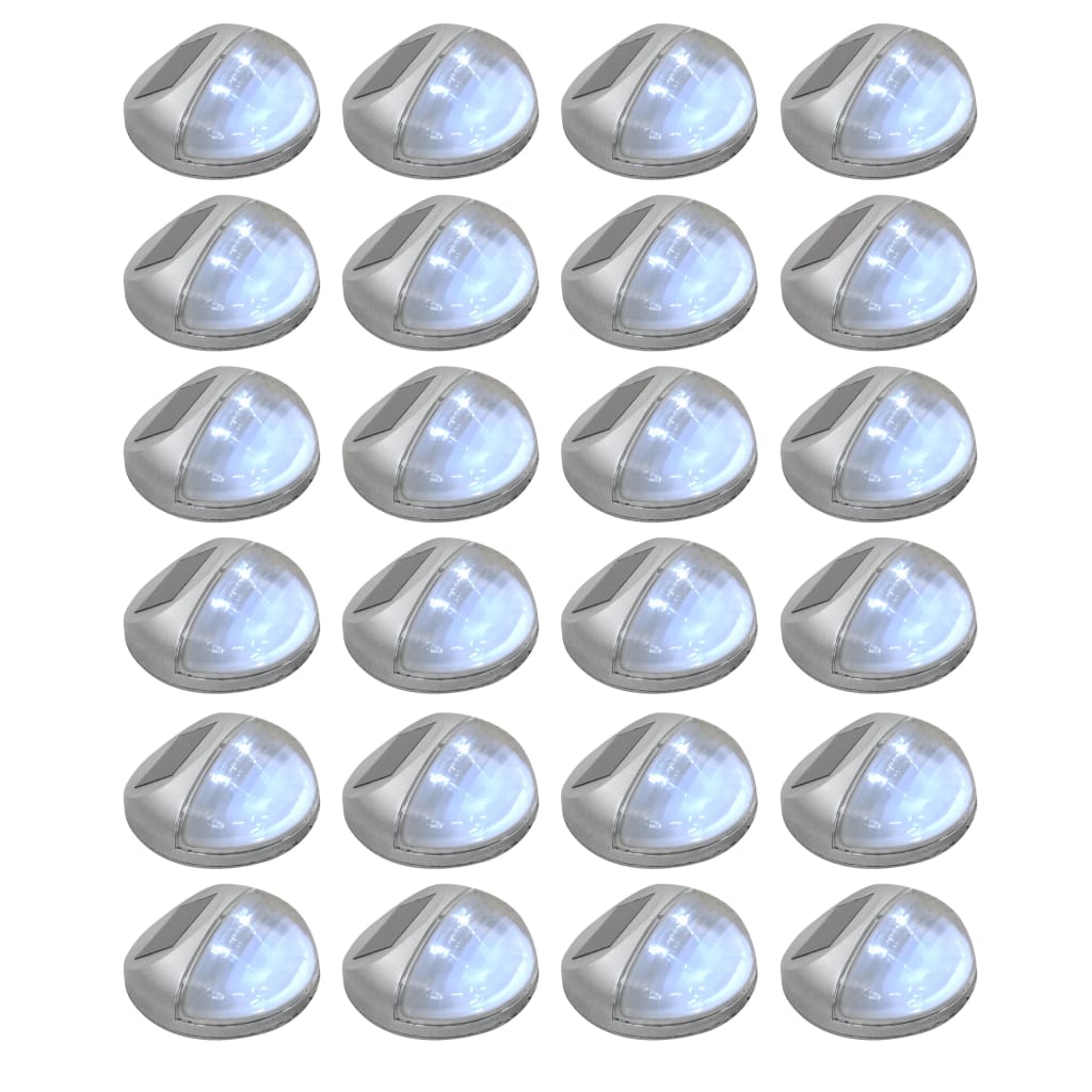 Outdoor Solar Wall Lamps LED 24 pcs Round Silver - Style and Chic