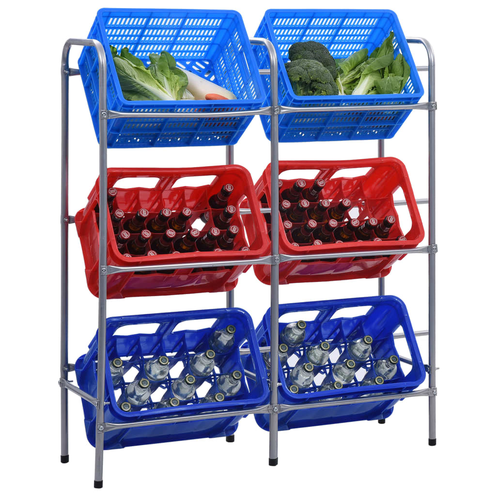 Storage Shelf for 6 Crates Silver 96x33x116 cm Steel - Design Hut