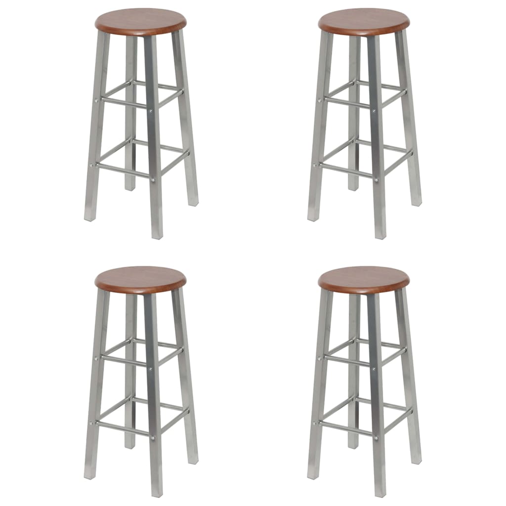Bar Stools 4 pcs Silver and Brown MDF - Direct Imports