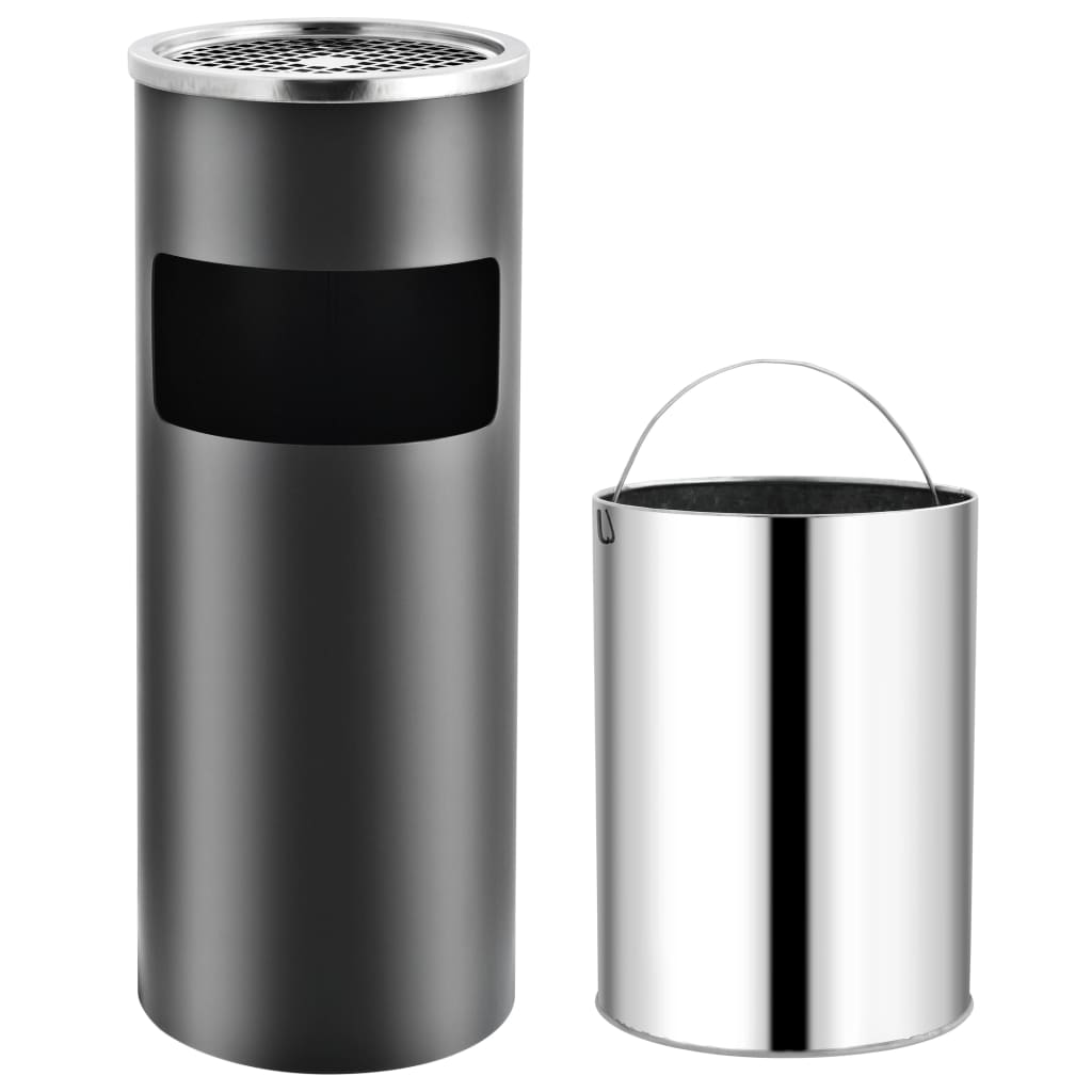 Ashtray Dustbin Hotel 30 L Steel Grey - The Home Maker