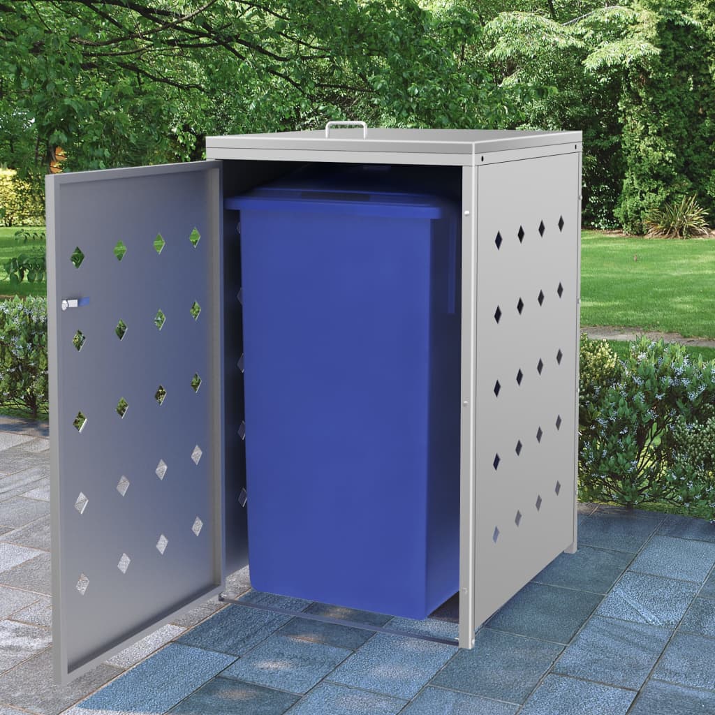 Single Wheelie Bin Shed 240 L Stainless Steel - Discount Dealers