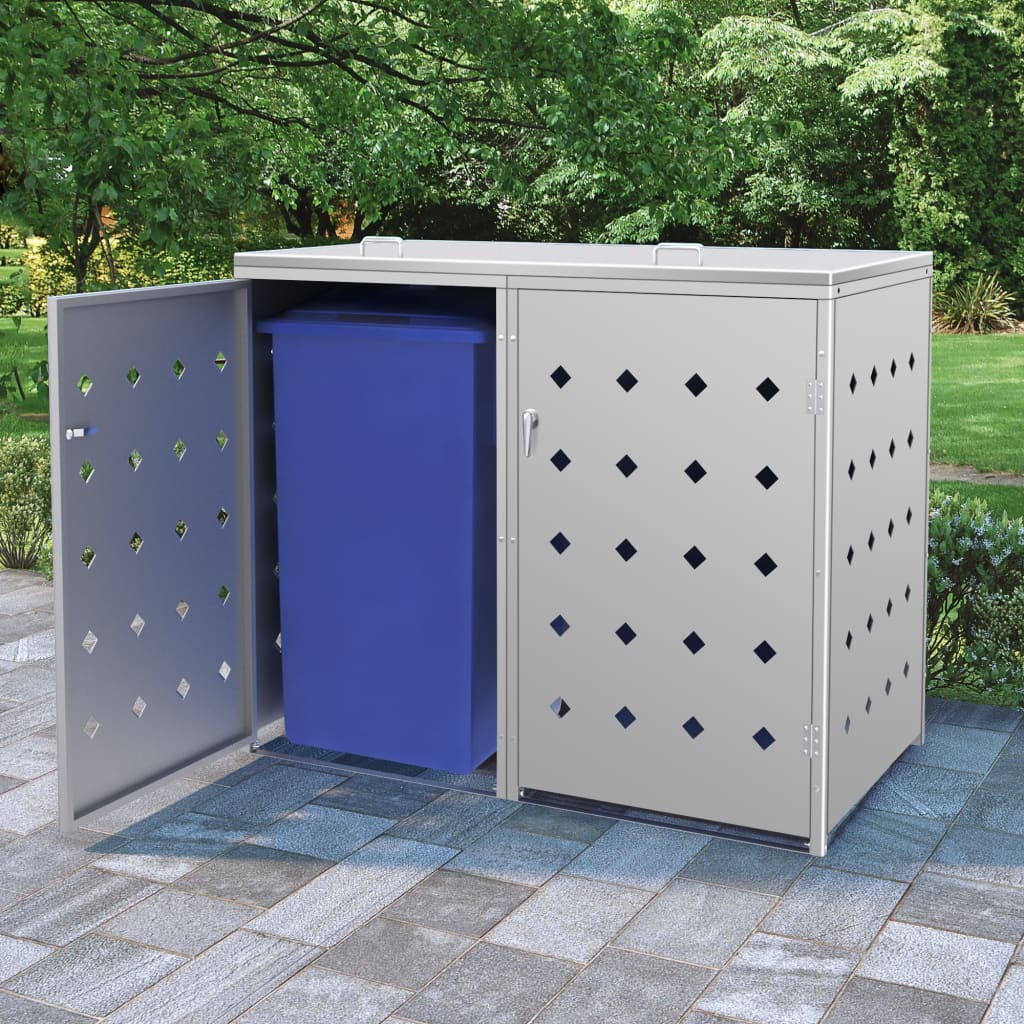 Double Wheelie Bin Shed 240 L Stainless Steel - Tyrell & Tyrell