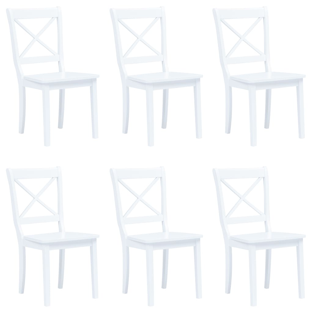 Dining Chairs 6 pcs White Solid Rubber Wood - Direct Imports