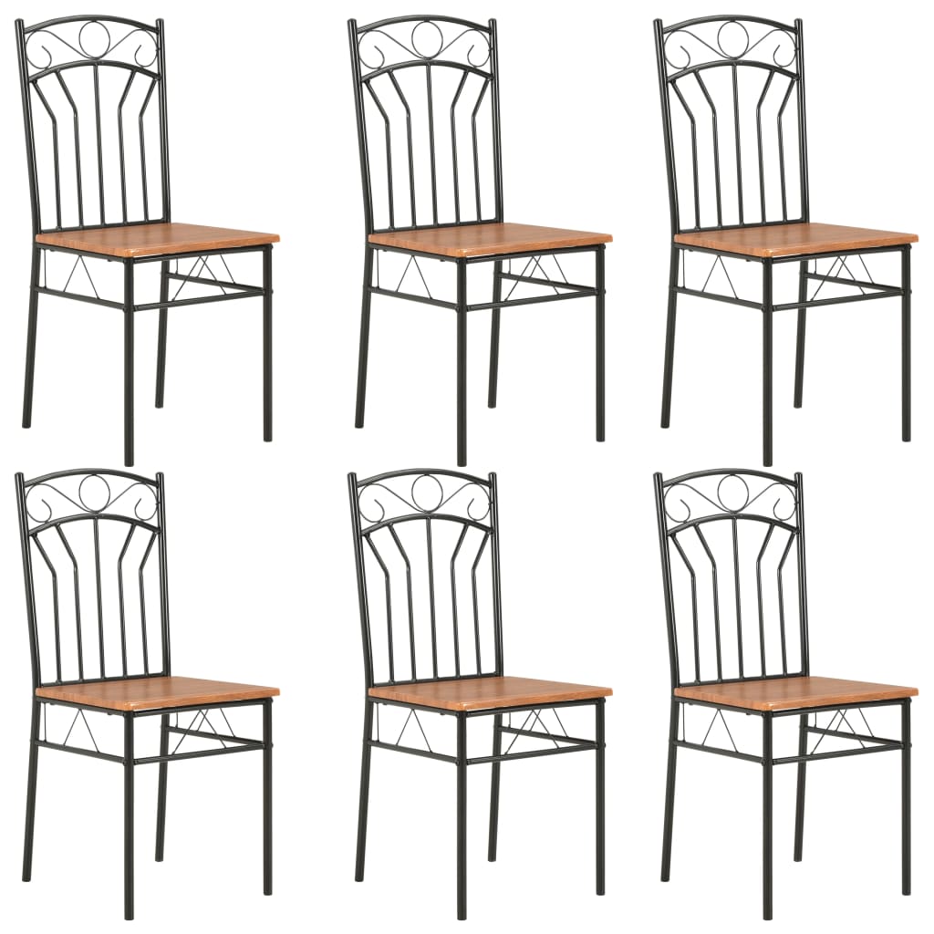 Dining Chairs 6 pcs Brown MDF - Sid & Sam