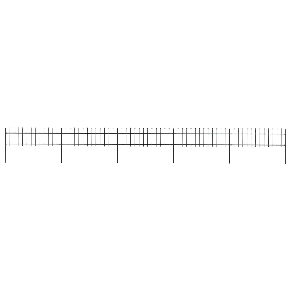 Garden Fence with Spear Top Steel 8.5x0.6 m Black - Direct Imports