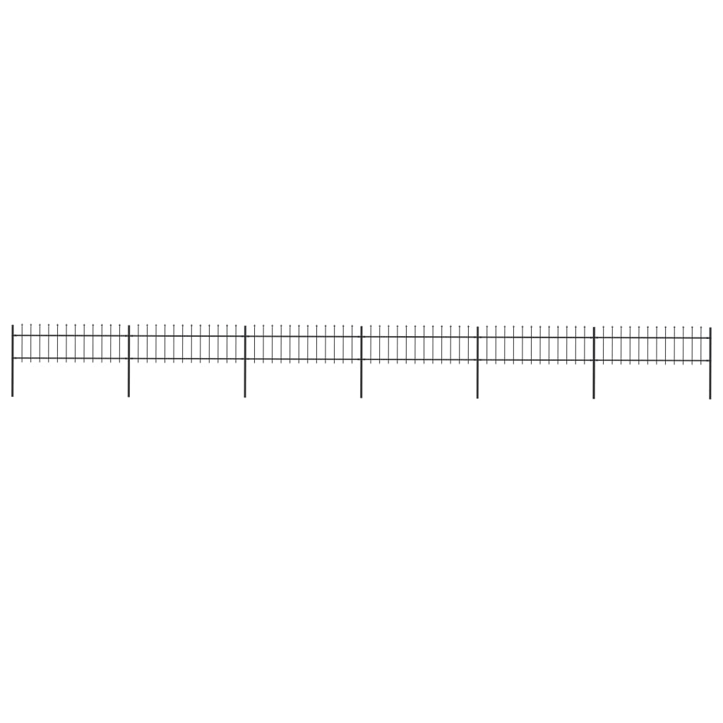 Garden Fence with Spear Top Steel 10.2x0.6 m Black - Tyrell & Tyrell