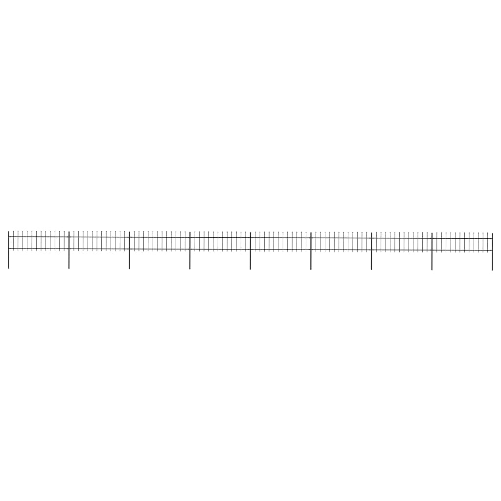 Garden Fence with Spear Top Steel 13.6x0.6 m Black - Unbeatable Bargains