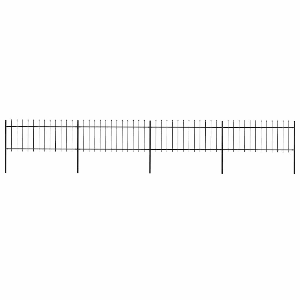 Garden Fence with Spear Top Steel 6.8x0.8 m Black - Style and Chic