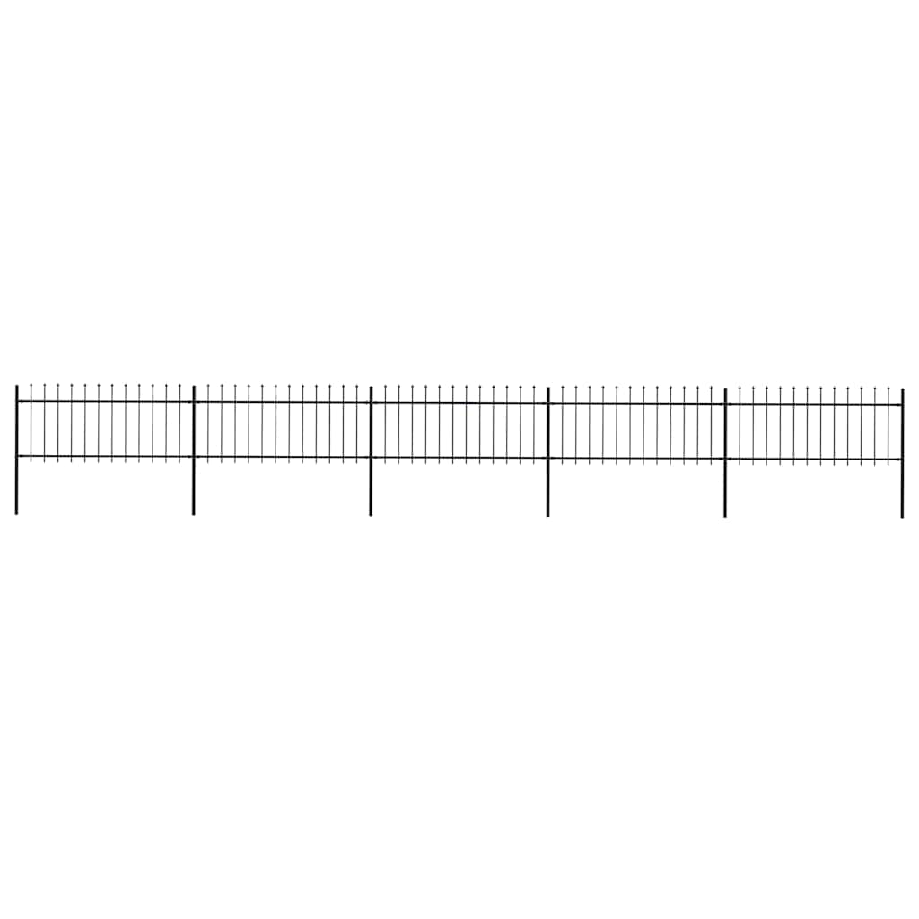 Garden Fence with Spear Top Steel 8.5x0.8 m Black - Casper Homes