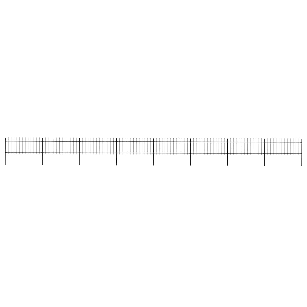 Garden Fence with Spear Top Steel 13.6x0.8 m Black - Discount Dealers