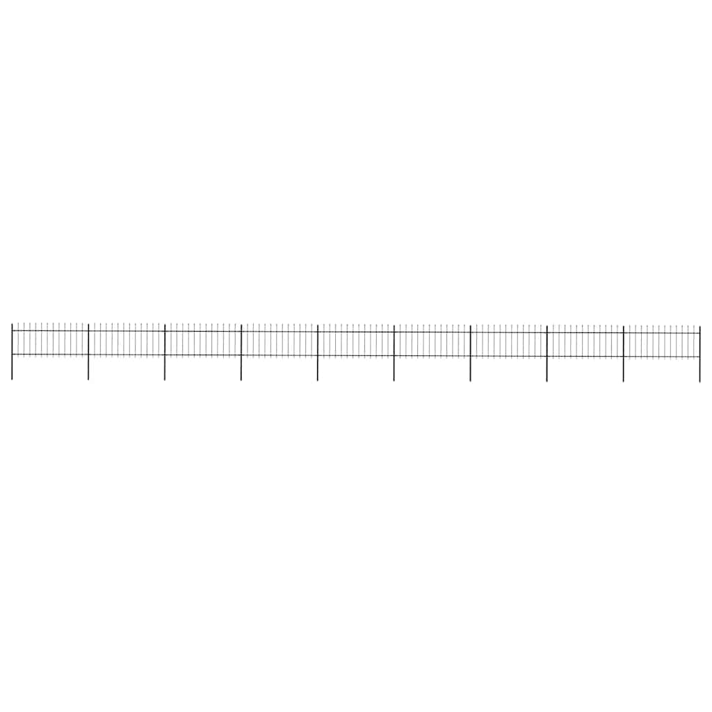 Garden Fence with Spear Top Steel 15.3x0.8 m Black - Discount Dealers