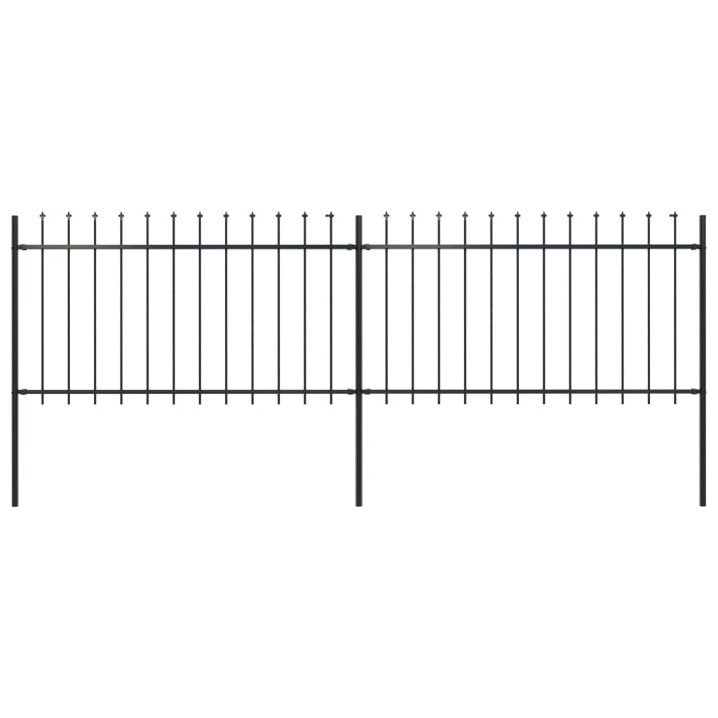Garden Fence with Spear Top Steel 3.4x1 m Black - Style and Chic