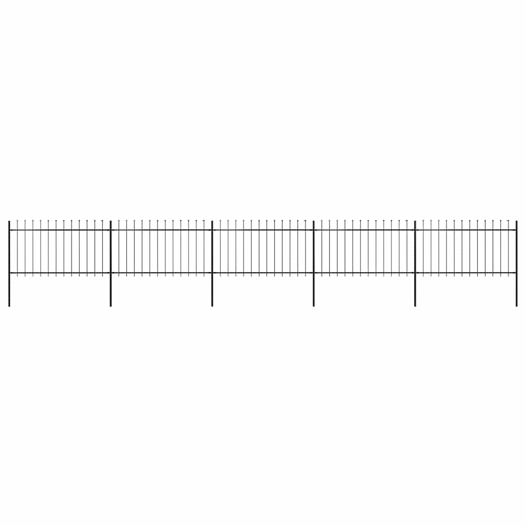 Garden Fence with Spear Top Steel 8.5x1 m Black - Casper Homes