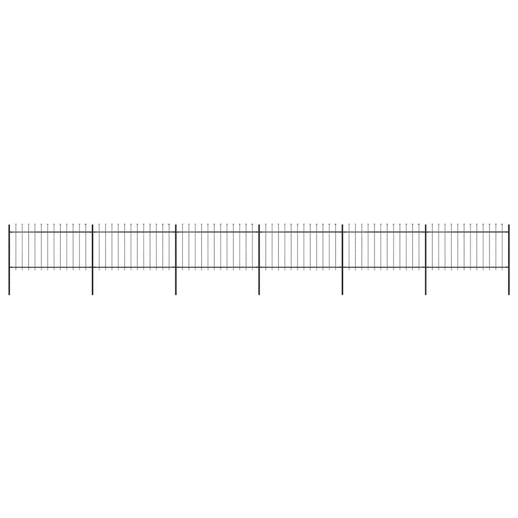 Garden Fence with Spear Top Steel 10.2x1 m Black - Discount Dealers