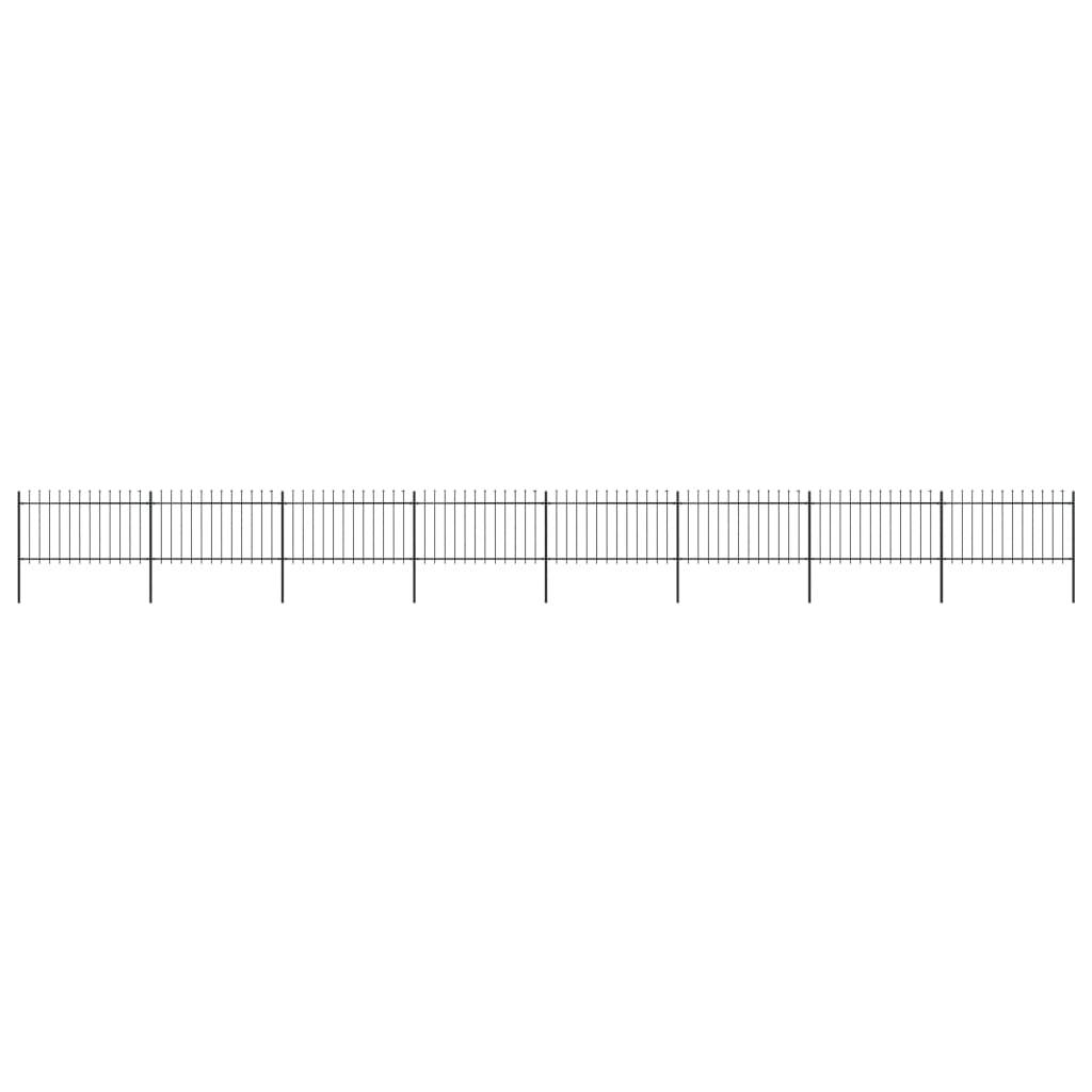 Garden Fence with Spear Top Steel 13.6x1 m Black - Millennium Furniture