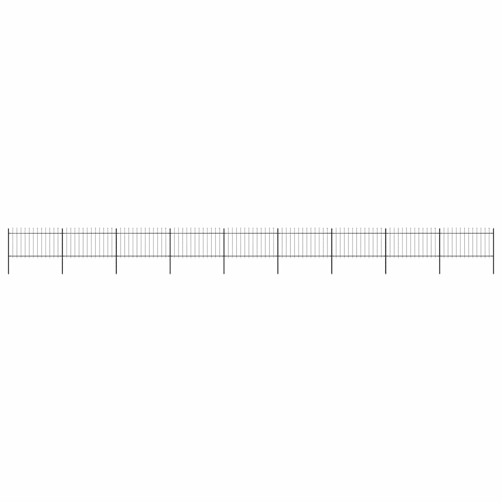 Garden Fence with Spear Top Steel 15.3x1 m Black - Discount Dealers